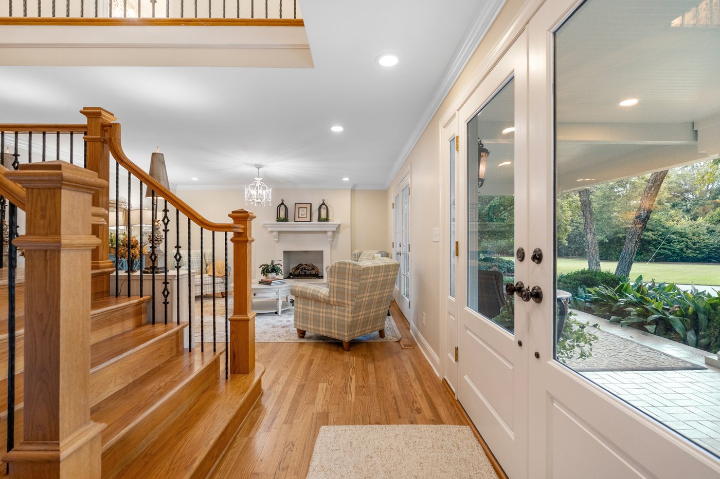 The stair hall looking through to the terrace