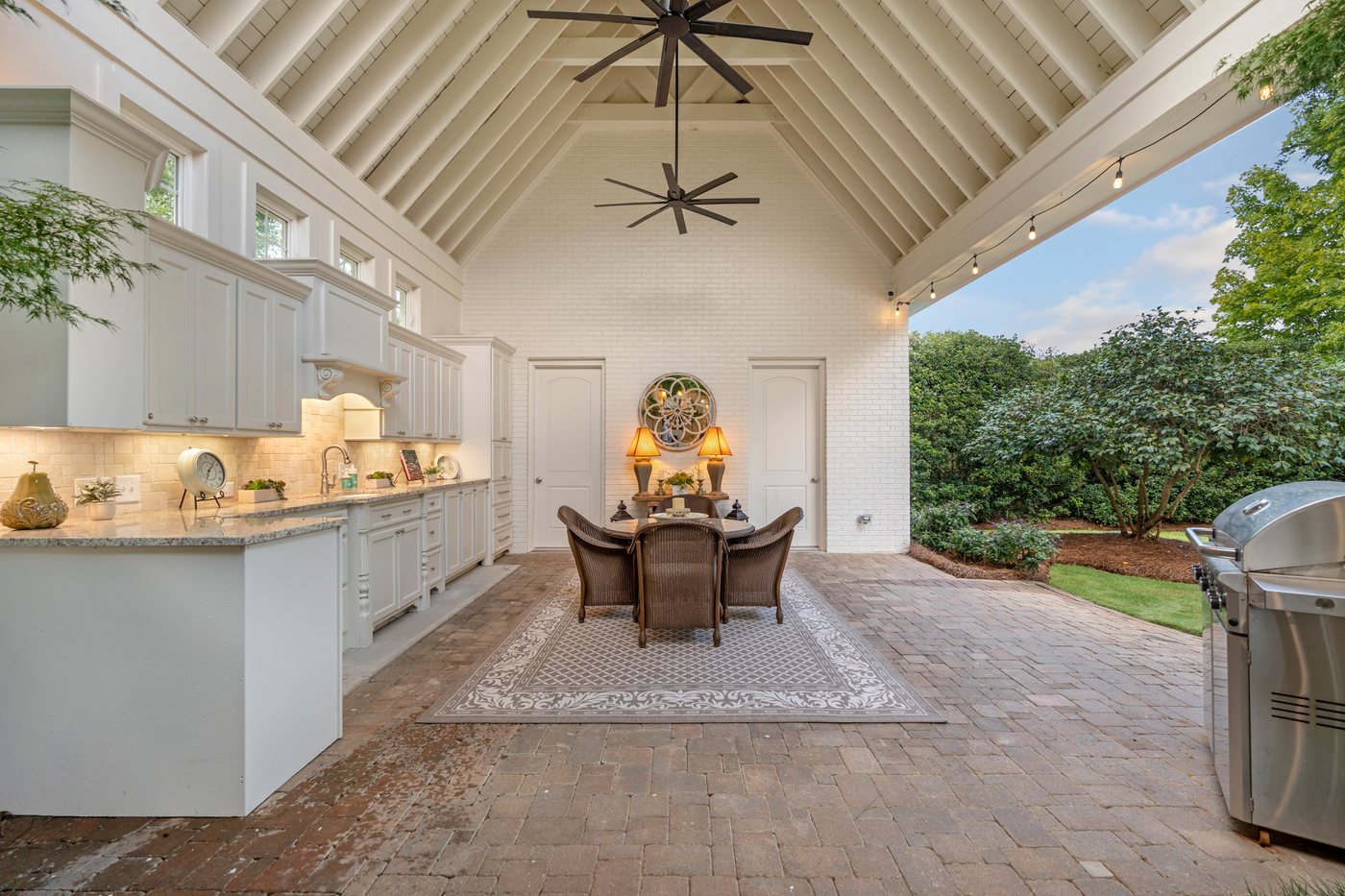 The pavilion's outdoor kitchen